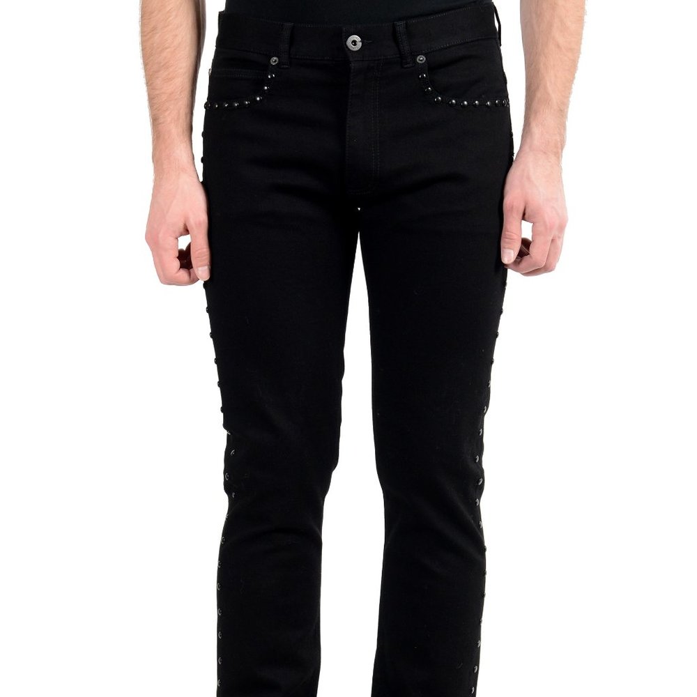 Versace Men's Black Stretch Taylor Fit Slim Jeans